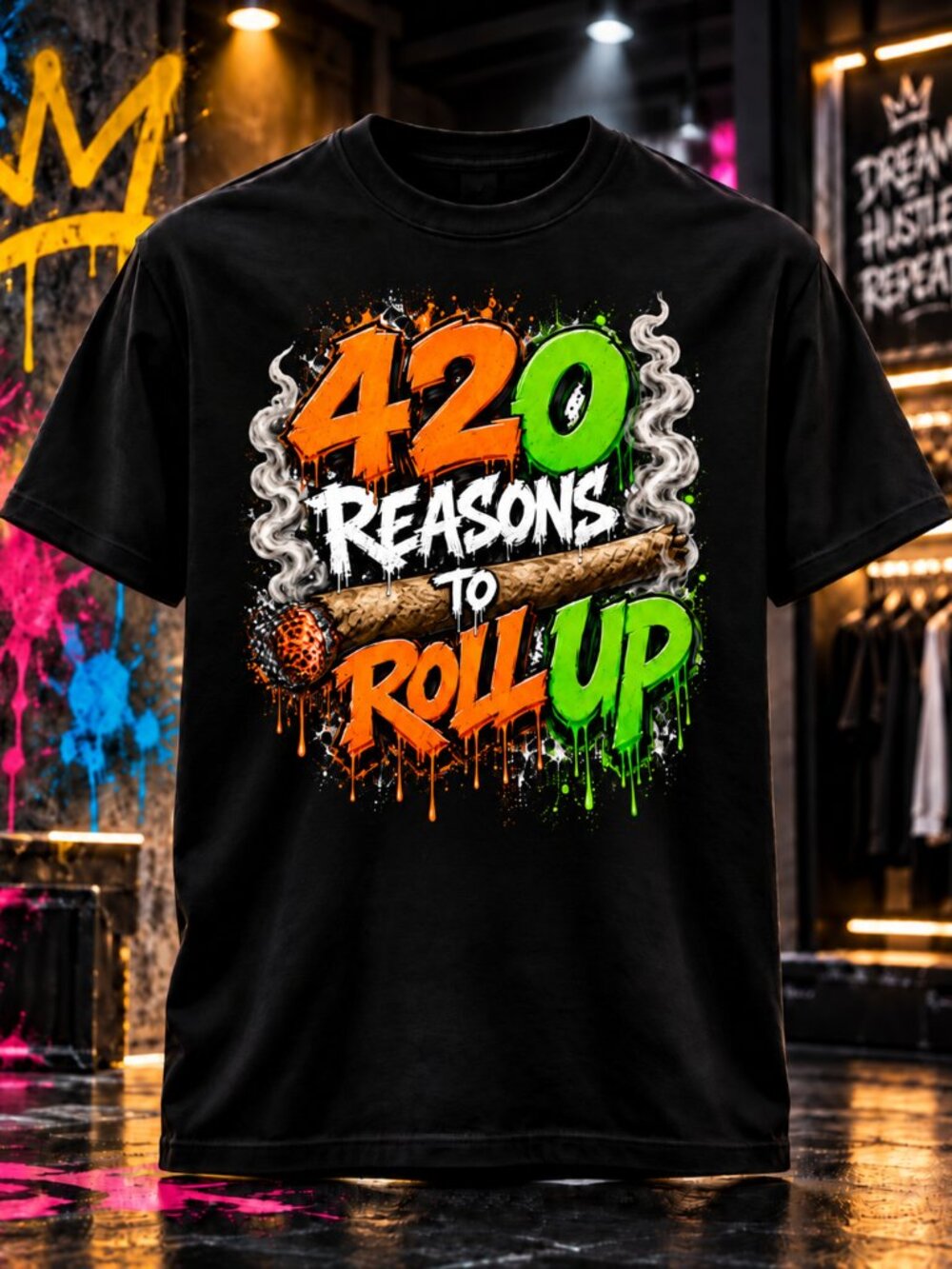 420 Reasons To Roll Up Graffiti Streetwear - Cannabis T-shirt Xs to 4 Xl Unisex
